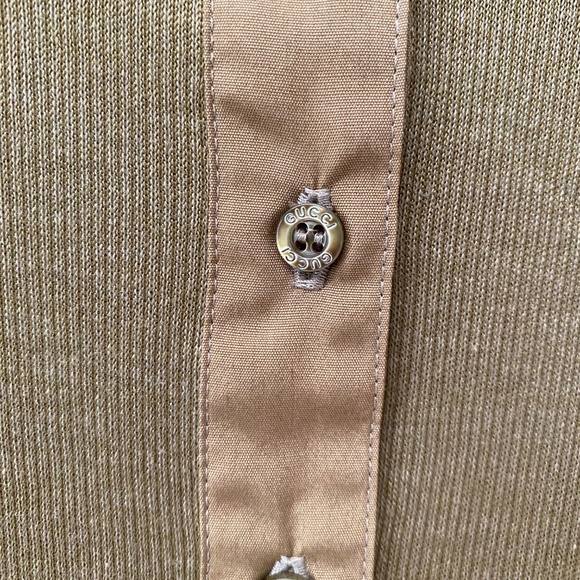 Gucci Ribbed Short Sleeves Silk Cotton Khaki Green Top Italy Size M - Picture 9 of 12